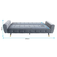 Sarantino Ava 3-seater Tufted Velvet Sofa Bed By Sarantino - Light Grey Kings Warehouse 