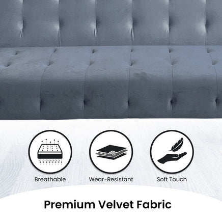 Sarantino Ava 3-seater Tufted Velvet Sofa Bed By Sarantino - Light Grey Kings Warehouse 