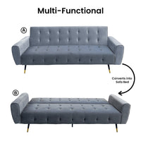 Sarantino Ava 3-seater Tufted Velvet Sofa Bed By Sarantino - Light Grey Kings Warehouse 