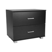 Sarantino Bedside Table Cabinet Storage Chest 2 Drawers Lamp Side Nightstand - Black Kings Warehouse 
