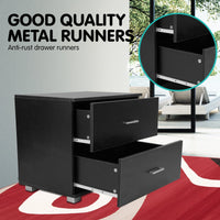 Sarantino Bedside Table Cabinet Storage Chest 2 Drawers Lamp Side Nightstand - Black Kings Warehouse 