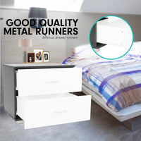 Sarantino Bedside Table Cabinet Storage Chest 2 Drawers Lamp Side Nightstand White Black Kings Warehouse 