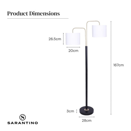 Sarantino Black/Brass Finish Reading Light Electric Table Lamp Kings Warehouse 