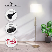 Sarantino Brushed Gold Height-Adjustable Metal Floor Lamp Kings Warehouse 