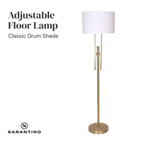 Sarantino Brushed Gold Height-Adjustable Metal Floor Lamp Kings Warehouse 