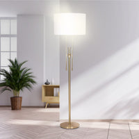 Sarantino Brushed Gold Height-Adjustable Metal Floor Lamp Kings Warehouse 