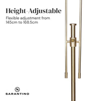 Sarantino Brushed Gold Height-Adjustable Metal Floor Lamp Kings Warehouse 