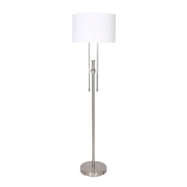 Sarantino Brushed Nickel Height-Adjustable Metal Floor Lamp Kings Warehouse 