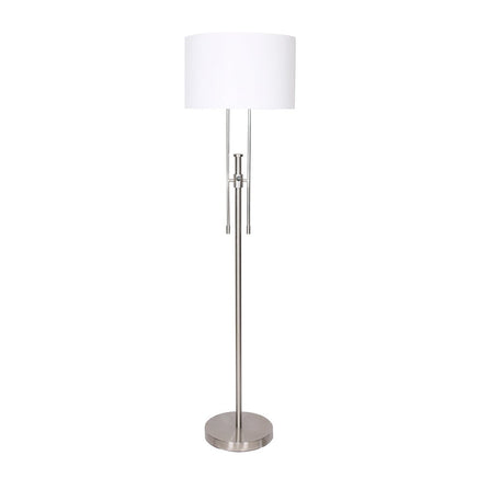 Sarantino Brushed Nickel Height-Adjustable Metal Floor Lamp Kings Warehouse 