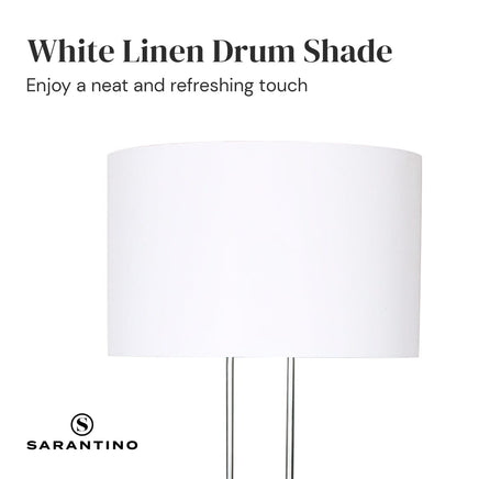 Sarantino Brushed Nickel Height-Adjustable Metal Floor Lamp Kings Warehouse 