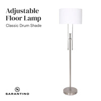 Sarantino Brushed Nickel Height-Adjustable Metal Floor Lamp Kings Warehouse 