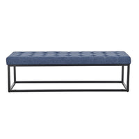 Sarantino Cameron Button-tufted Upholstered Bench With Metal Legs - Blue Linen Kings Warehouse 