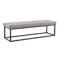 Sarantino Cameron Button-tufted Upholstered Bench With Metal Legs By Sarantino - Light Grey Linen Kings Warehouse 