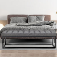 Sarantino Cameron Button-tufted Upholstered Bench With Metal Legs - Dark Grey Linen Kings Warehouse 