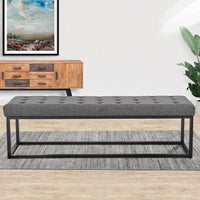 Sarantino Cameron Button-tufted Upholstered Bench With Metal Legs - Dark Grey Linen Kings Warehouse 
