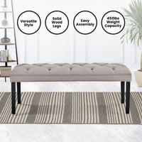 Sarantino Cate Button-tufted Upholstered Bench With Tapered Legs By Sarantino - Light Grey Kings Warehouse 