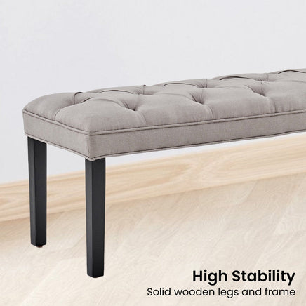 Sarantino Cate Button-tufted Upholstered Bench With Tapered Legs By Sarantino - Light Grey Kings Warehouse 
