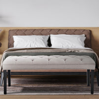 Sarantino Cate Button-tufted Upholstered Bench With Tapered Legs By Sarantino - Light Grey Kings Warehouse 