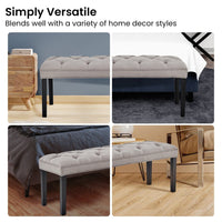 Sarantino Cate Button-tufted Upholstered Bench With Tapered Legs By Sarantino - Light Grey Kings Warehouse 