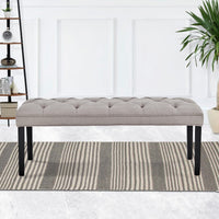 Sarantino Cate Button-tufted Upholstered Bench With Tapered Legs By Sarantino - Light Grey Kings Warehouse 