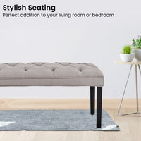 Sarantino Cate Button-tufted Upholstered Bench With Tapered Legs By Sarantino - Light Grey Kings Warehouse 