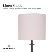 Sarantino Concrete & Metal Table Lamp with Ghost-White Linen Drum Shade Home & Garden Kings Warehouse 