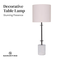 Sarantino Concrete & Metal Table Lamp with Off-White Linen Shade Kings Warehouse 