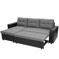 Sarantino Corner Sofa Linen Lounge Couch L-shaped Modular Furniture Home Chaise Grey Kings Warehouse 