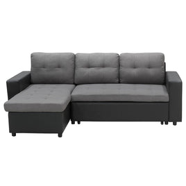 Sarantino Corner Sofa Linen Lounge Couch L-shaped Modular Furniture Home Chaise Grey Kings Warehouse 