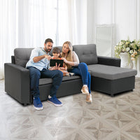 Sarantino Corner Sofa Linen Lounge Couch L-shaped Modular Furniture Home Chaise Grey Kings Warehouse 