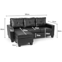 Sarantino Corner Sofa Lounge Couch Modular Furniture Chair Home Pu Leather Chaise White L Shape Kings Warehouse 