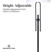 Sarantino Height-Adjustable Metal Floor Lamp Matte Black Kings Warehouse 