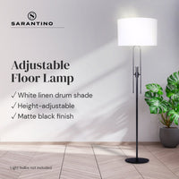 Sarantino Height-Adjustable Metal Floor Lamp Matte Black Kings Warehouse 