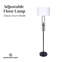 Sarantino Height-Adjustable Metal Floor Lamp Matte Black Kings Warehouse 