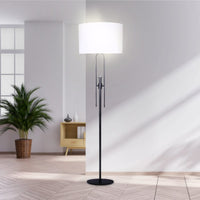 Sarantino Height-Adjustable Metal Floor Lamp Matte Black Kings Warehouse 