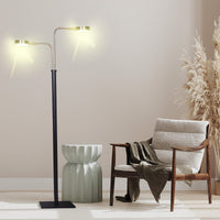 Sarantino LED Metal Floor Lamp with 2 Lights in Brushed Gold and Black Finish Kings Warehouse 