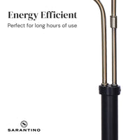 Sarantino LED Metal Floor Lamp with 2 Lights in Brushed Gold and Black Finish Kings Warehouse 