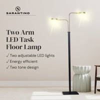 Sarantino LED Metal Floor Lamp with 2 Lights in Brushed Gold and Black Finish Kings Warehouse 