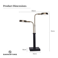 Sarantino LED Metal Table Lamp with 2 Lights Brushed Gold Black Finish Kings Warehouse 