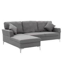 Sarantino Linen Corner Sofa Couch Lounge L-shape W/right Chaise Seat Dark Grey Kings Warehouse 