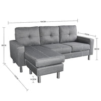 Sarantino Linen Corner Sofa Lounge Couch Modular Furniture L Chair Home Chaise Grey Kings Warehouse 