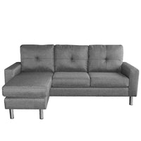 Sarantino Linen Corner Sofa Lounge Couch Modular Furniture L Chair Home Chaise Grey Kings Warehouse 