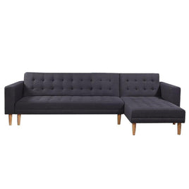 Sarantino Linen Fabric Corner Sofa Bed Couch Lounge With Chaise Furniture - Dark Grey Kings Warehouse 