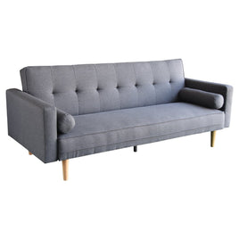 Sarantino Madison Sofa Bed Lounge Couch Futon Furniture Home Dark Grey Linen Suite Kings Warehouse 