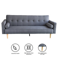 Sarantino Madison Sofa Bed Lounge Couch Futon Furniture Home Dark Grey Linen Suite Kings Warehouse 