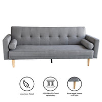 Sarantino Madison Sofa Bed Lounge Couch Futon Furniture Home Light Grey Linen Suite Kings Warehouse 