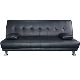 Sarantino Manhattan Sofa Bed Faux Leather Lounge Couch Futon Furniture Suite - Black Kings Warehouse 