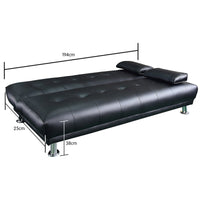 Sarantino Manhattan Sofa Bed Faux Leather Lounge Couch Futon Furniture Suite - Black Kings Warehouse 