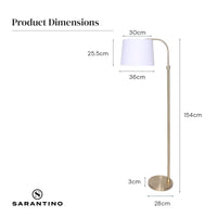 Sarantino Metal Floor Lamp Brass Finish Adjustable Height Kings Warehouse 