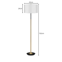 Sarantino Metal Floor Lamp Brushed Brass Finish with White Shade Kings Warehouse 